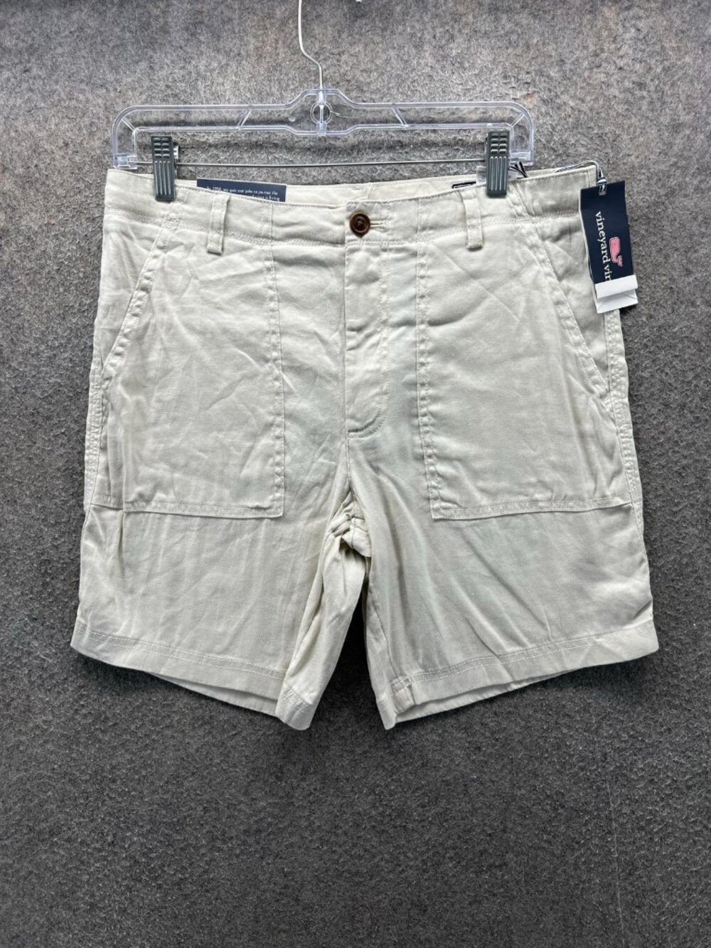 Vineyard Vines Shorts Mens 30 Beige Chino Flat Front Linen Stretch Casual Summer